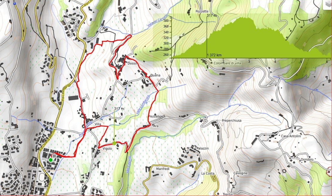 Clicca su Mappa del percorso e profilo altimetrico