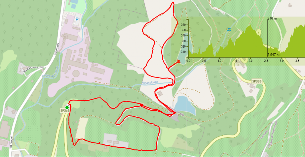 mappa del percorso e profilo altimetrico