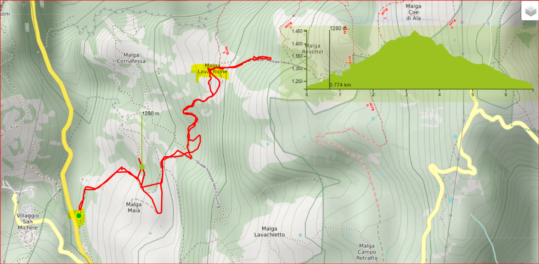 map Bosco della Regina - malga Lavachione