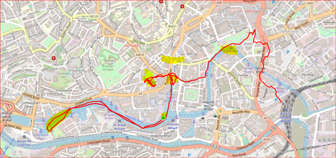 Mappa Bristol Ferry e cattedrale