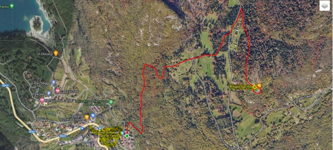 Mappa percorso Canale borgo medioevale Rifugio San Pietro Calino