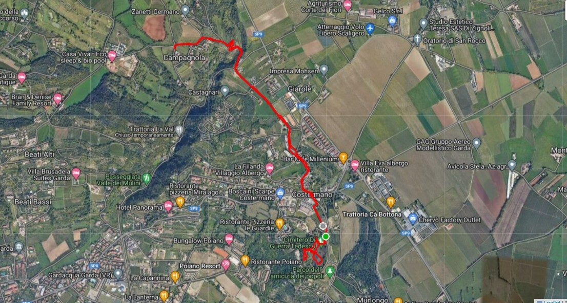 Mappa percorso Costermano Cimitero di guerra tedesco 