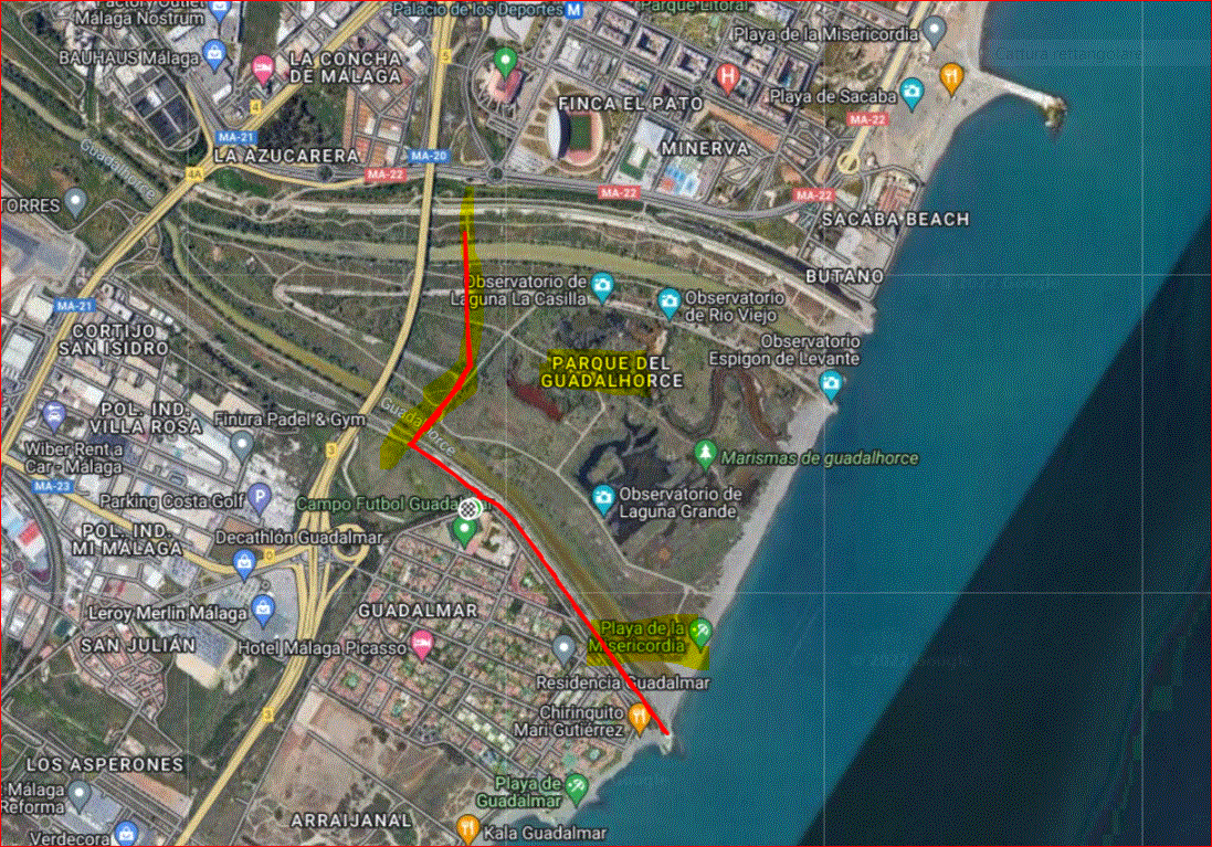 Mappa Malaga Gualdahorce river