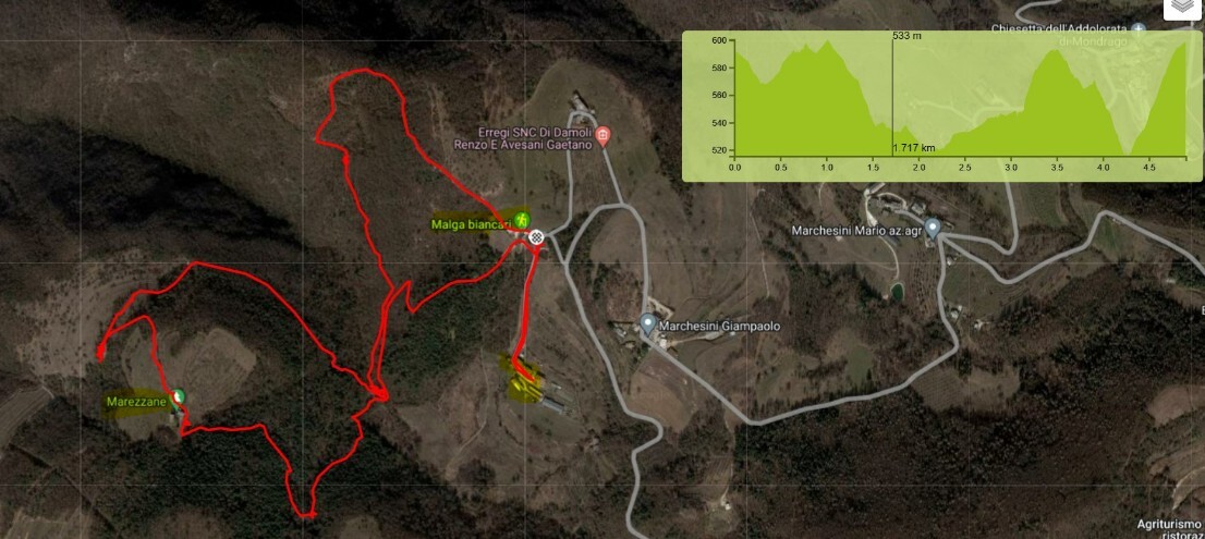 Mappa percorso Marezzane Girotto Biancari