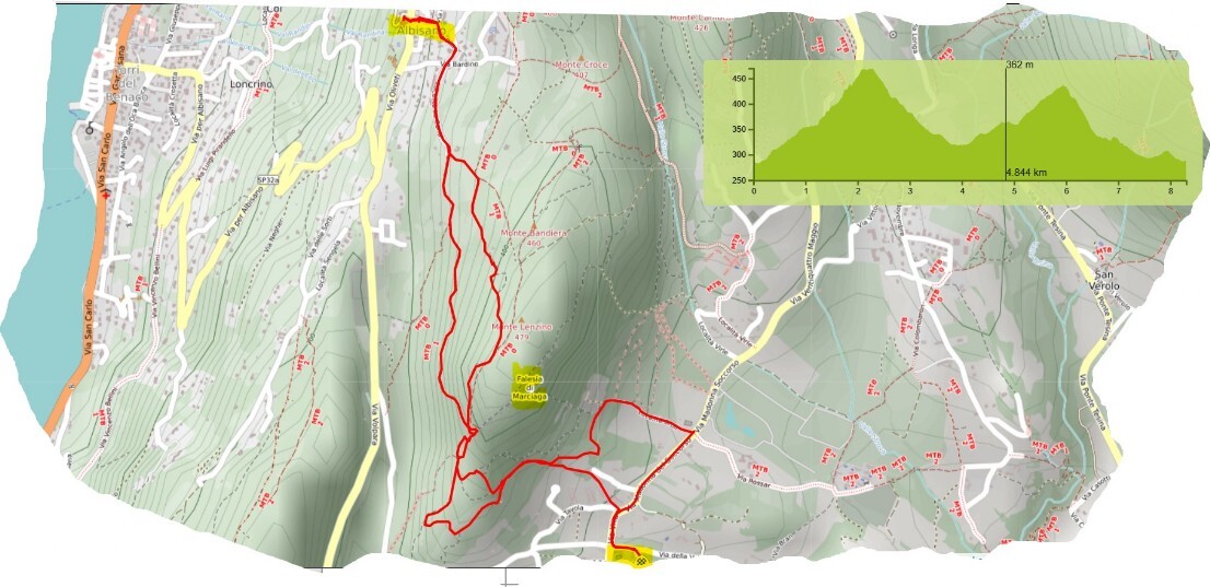 Mappa percorso Marciaga Albisano