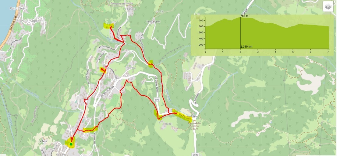 Mappa percorso San Zeno di Montagna - castagni - Borno