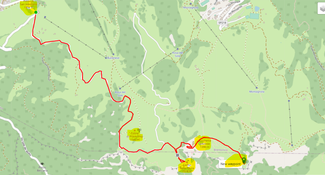 Mappa San Valentino Corno della Paura  Bocchettsa D'Ardole