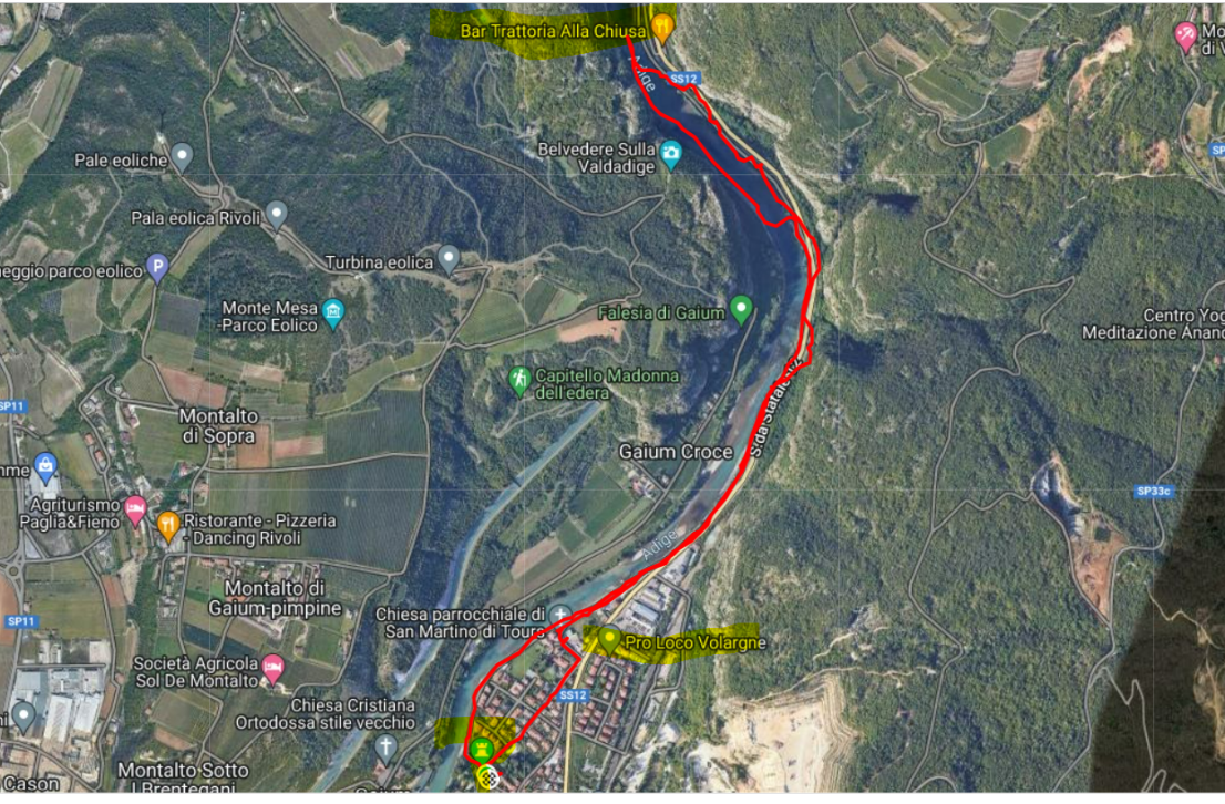 Mappa percorso Volargne Chiusa di Ceraino