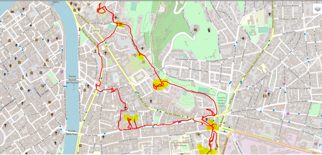 Mappa percorso Giardini Aperti Verona 2023 