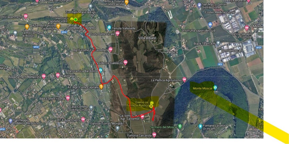 Mappa percorso San Rustico - San fermo Incaffi