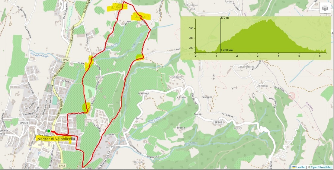 Mappa percorso a spasso con Gerardo Palio 2023 Negrar