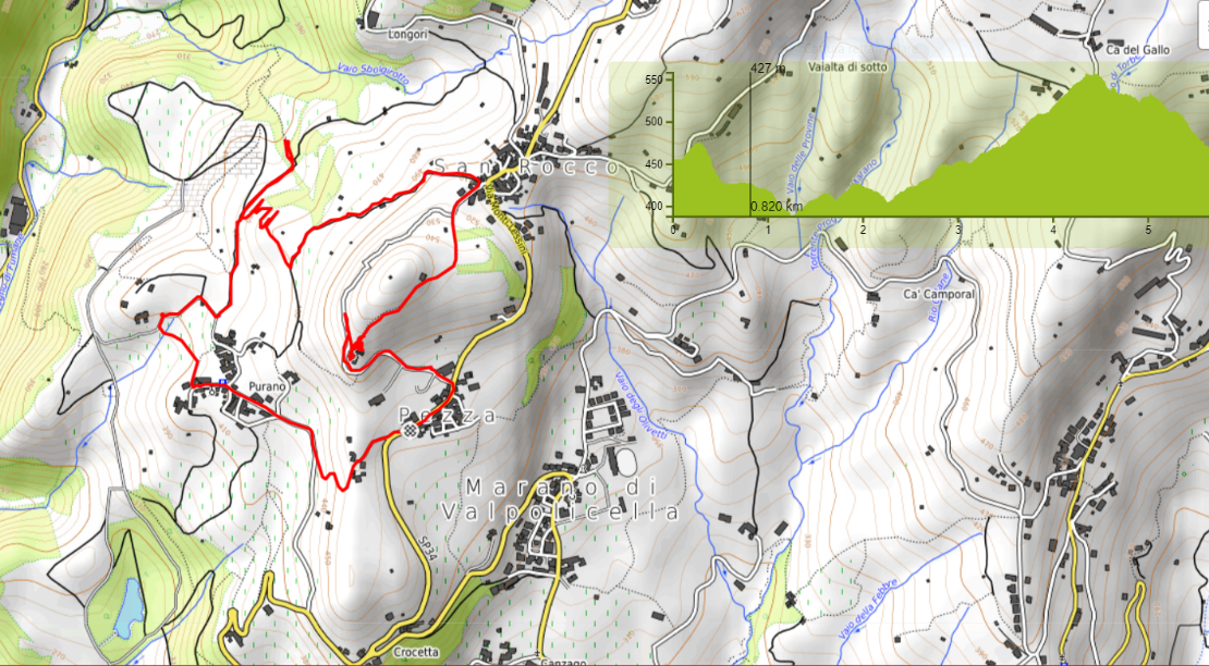 Clicca Mappa del percorso e profilo altimetrico
